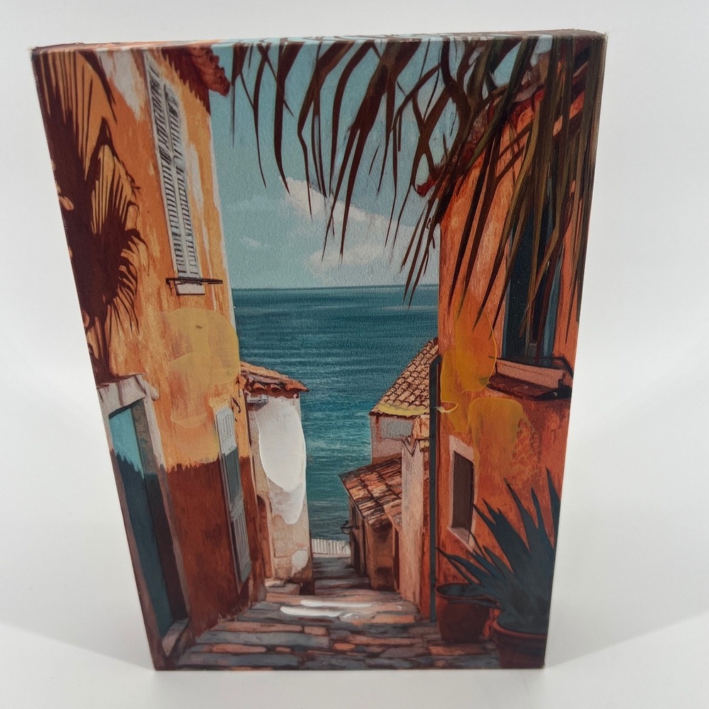 Ashland Boho Coast Tabletop Decor Wood Box Mediterranean Sea Coastal Art 7x5